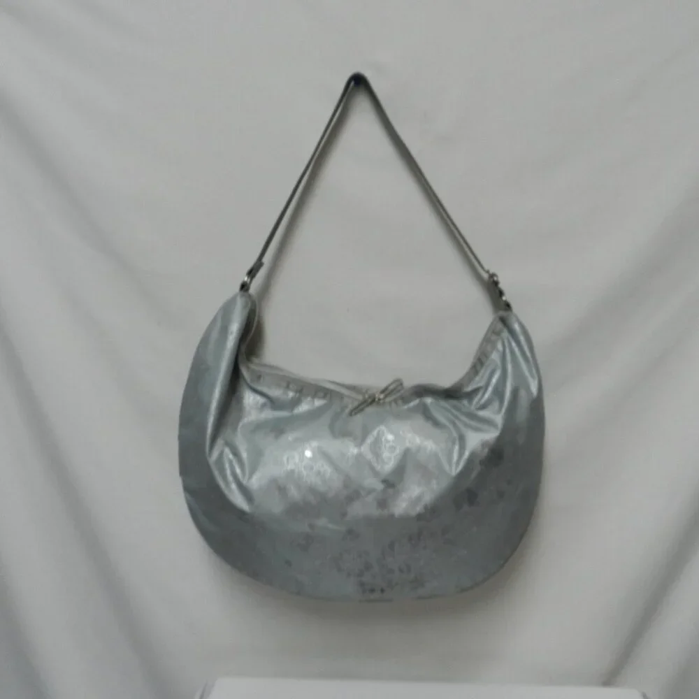 LeSportSac Sequin large Hobo bag purse zip top adjustable Expandable gray NEW